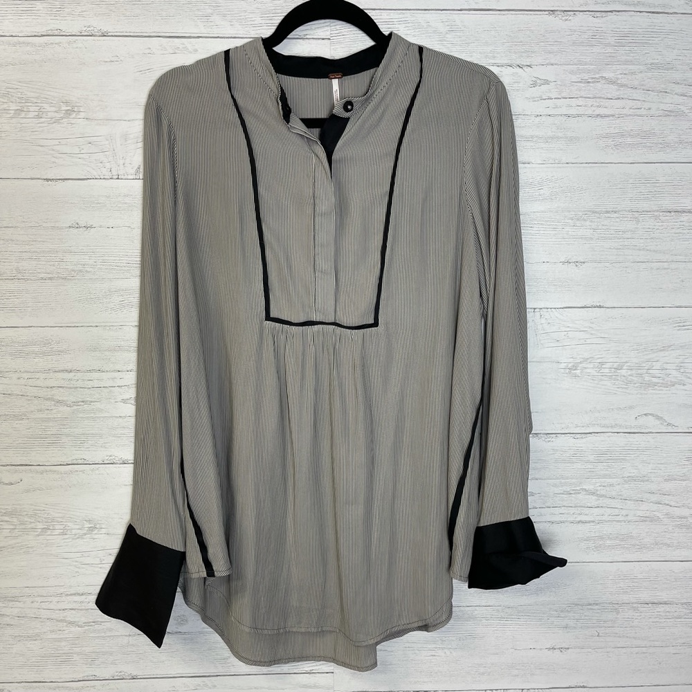 Free People Button Front Soft Long Sleeved Blouse